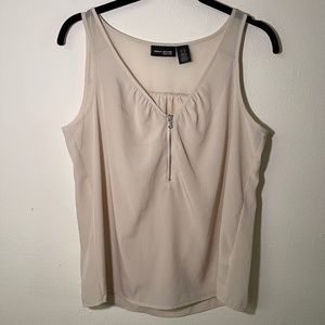 DKNY Jeans Cream Blush Sleeveless Blouse Tank Top Shirt Women's Petite Medium
